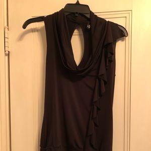 Black sleeveless top with front ruffle Medium